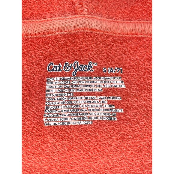 Cat & Jack Kids Girls Bright Orange Hoodie Pullover With Front Pocket Size Small - Picture 4 of 6